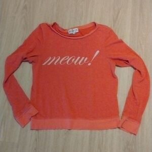 WILDFOX- "Meow" Orange Sweatshirt Size S
